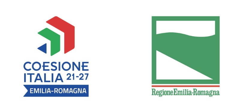 Loghi dei finanziatori: Coesione Italia 21-27 Emilia-Romagna, Regione Emilia-Romagna